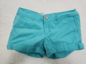 Aeropostale Women's Midi Twill Shorts Size 2 aqua Blue front zip pockets 28x3 - Picture 1 of 10