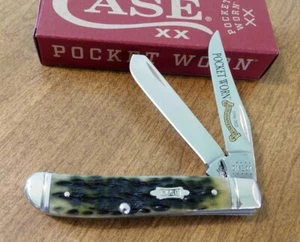 CASE XX New 38194 Olive Green Pocket Worn Jigged Bone Mini Trapper Knife/Knives - Picture 1 of 1