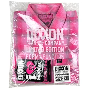 Dixxon x KEEP A BREAST Collab I LOVE BOOBIES Herren XL rosa Flanellhemd - Bild 1 von 8