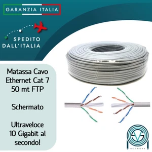 Cavo di rete cat 7 FTP flessibile 50 mt ethernet matassa cat7 tondo Schermato - Bild 1 von 1