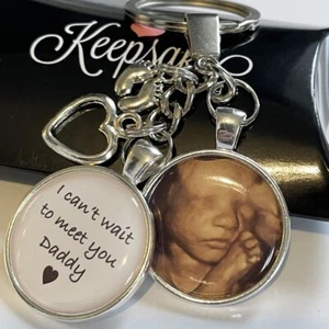 Personalised Photo Keyring Meet You Baby Scan Photo Christmas Present Gift - Picture 1 of 5