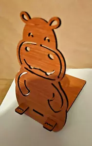 Wooden Mobile Phone Stands For Desk Phone Holder, hippo animals, novelty, office - Picture 1 of 1