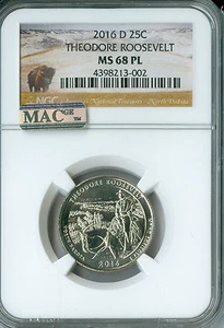 2016 D THEODORE ROOSEVELT QUARTER NGC MS68 PL PQ MAC FINES & SPOTLESS POP 8 . - Picture 1 of 4