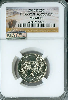 2016 D THEODORE ROOSEVELT QUARTER NGC MS68 PL PQ MAC FINES & SPOTLESS POP 8 . - Image 1 of 4