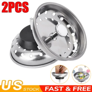 2er Pack Küche Spüle Korb Sieb Edelstahl und Abflussstopfen Ablaufstopfen - Bild 1 von 6