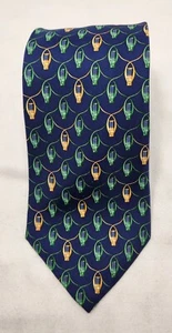Olimpo Men's Tie New Old Stock Silk Handmade Spain Multicolor Rockets on Blue  - Picture 1 of 6
