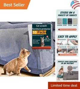Easy-Apply Cat Scratch Furniture Protectors - 10 Clear Panels with Twist Pins - Picture 1 of 11