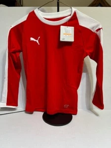 Puma Striped Crew Neck Long Sleeve Soccer Jersey Youth Boys Red  Small 703421-01 - Picture 1 of 3