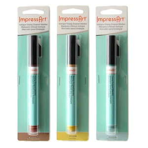 ImpressArt® Antiker Stempel Emaille Marker braun, gold, grün Farben - Bild 1 von 4