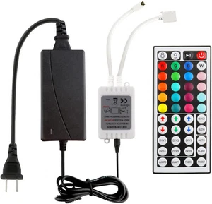 44Key IR Controller+Power Supply Adapter For 2835 3528 5050 RGB LED Strip Lights - Picture 1 of 13