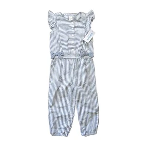Carter's Baby Girls 24 Months Gray Striped Stripes Jumpsuit Overall Romper Bows - Picture 1 of 4