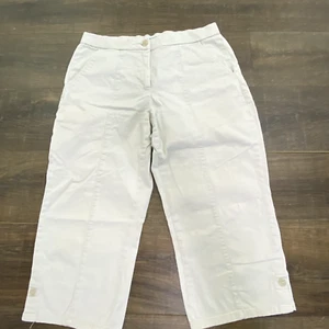 Coldwater Creek Capri Pants Women's Beige Petite 10 Business Casual Crop - Picture 1 of 6
