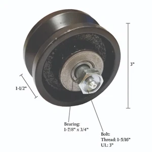 Puerta deslizante de hierro fundido de 3"" ranura en V dimensiones de rueda rodante 3"" x 1-1/2"" está recubierto - Imagen 1 de 1