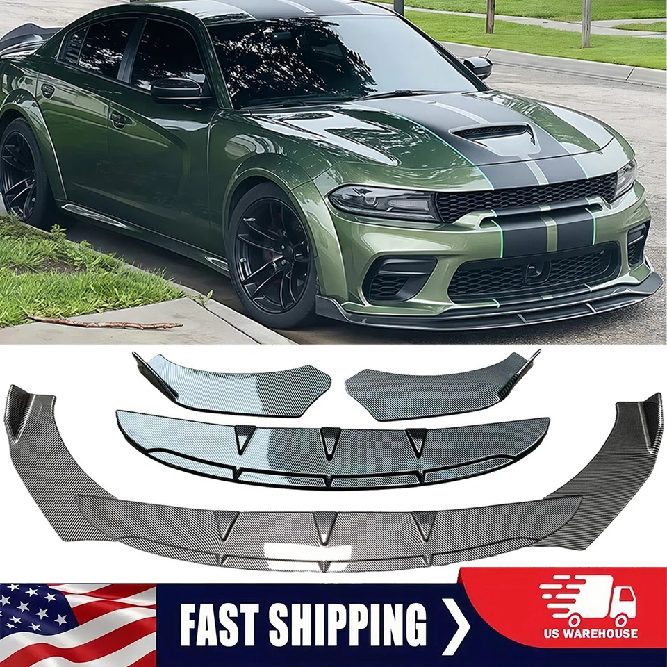 Kit de carrocería divisor alerón labial parachoques delantero de carbono para Dodge Charger SRT SXT RT Foto 1 de 4