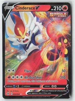 Pokemon - Cinderace V (44) Ultra Rare SWSH08: Fusion Strike 044/264 LP - Image 1 of 2