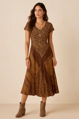 Vestido Carole Little Mujer 8 Marrón Estampado Animal Abstracto Boho Maxi De Colección Años 90 Foto 1 de 4