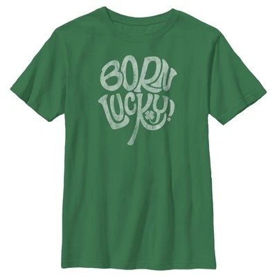Boy's Lost Gods St. Patrick's Day Born Lucky! T-Shirt - Image 1 of 2