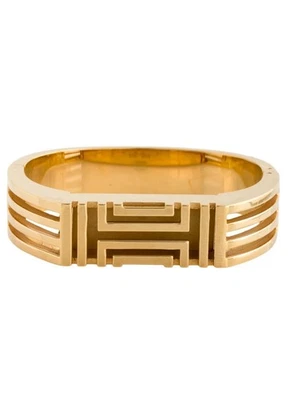 TORY BURCH BANGLE BRACELET GEOMETRIC GOLD TONE FIT BIT ART DECO CHIC DESIGNER - Image 1 of 4