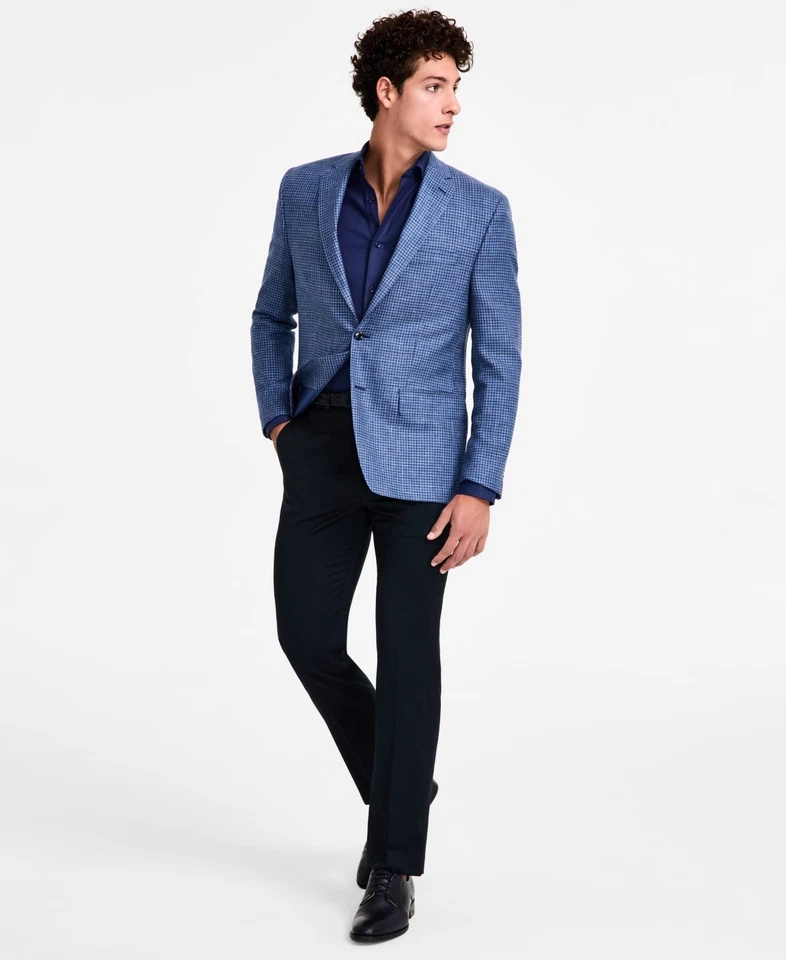 Abrigo Blazer Deportivo Michael Kors Para Hombre Calce Clásico 44 R Azul A Cuadros Foto 1 de 1