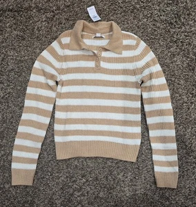 American Eagle NWT Sweater Womens XS Brown Striped Long Sleeve Casual - Picture 1 of 5