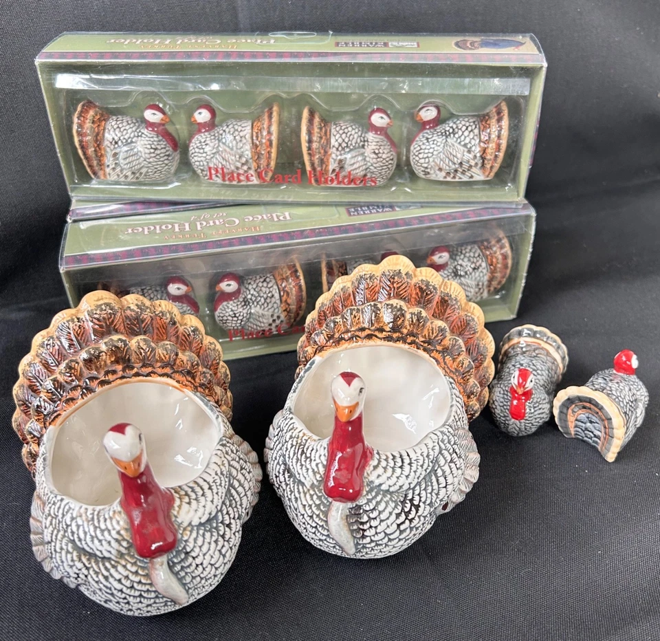 Accesorios de mesa Warren Kimble cerámica arte popular cosecha pavo Foto 1 de 4