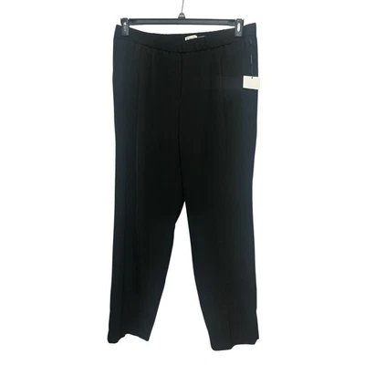 Calvin Klein Wide Leg Tailored Trousers Size 16W Black Pull On Stretch Crepe NWT - Image 1 of 4