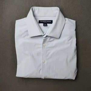Mizzen+Main Shirt Mens Medium Light Blue Leeward Trim Fit Dress Performance - Picture 1 of 13