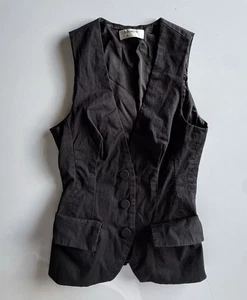 Gilet donna House of CB London nero con bottoni davanti taglia S aderente - Foto 1 di 8