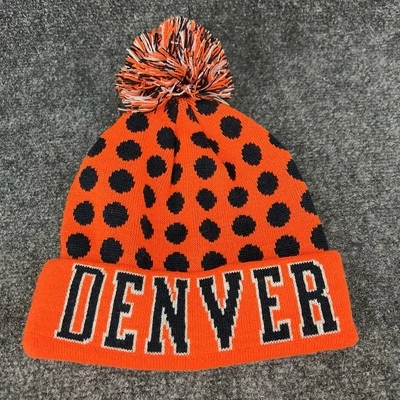 Denver Azul Marino Naranja Lunares Pom Puño Tejido Gorro OSFM Foto 1 de 4