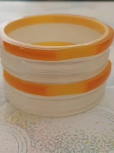 Vintage Bracelets 4 Orange & Cream 1950s Plastic Bangles 19cm - Picture 1 of 5