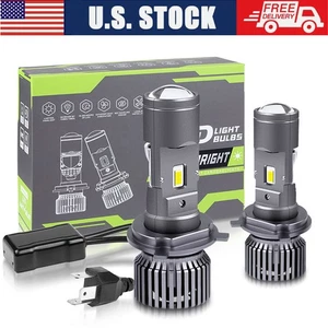 H4 Mini Bi-LED Projector Lens Hi/Lo Beam 100W 50000LM Headlight Kit Retrofit US - Picture 1 of 15