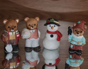Lote 4 Estatuillas 3 Osos 1 Muñeco de Nieve De Colección Homco #1430 1426 5101 - Imagen 1 de 12