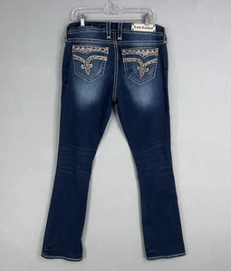 Pantalones de mezclilla Rock Revival para mujer 32 azul Vivian bota curvilínea adornada Y2K motociclista - Imagen 1 de 18