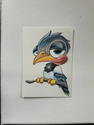 Tarjeta de arte ACEO original, pájaro lápiz de colores  Foto 1 de 2