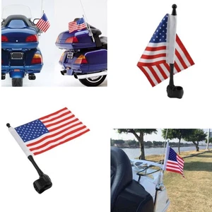 USA Flag Pole Rear Luggage Rack Mount For Honda Goldwing GL1800 - Picture 1 of 15