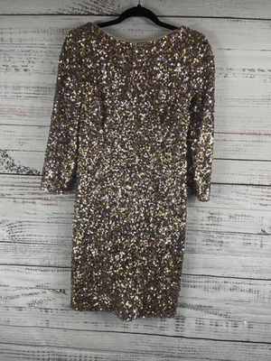 Adrianna Papell Dress Womens 10 Multicolor Sequin Cocktail Sheath AP1E204449 - Image 1 of 4