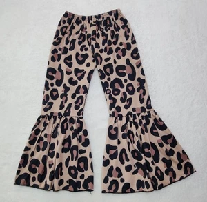 Boutique Bell Bottom Pants Girls Size XL 5T 6T Brown Black Khaki Leopard Print - Picture 1 of 1