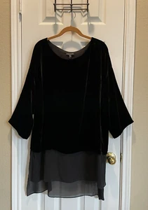 EILEEN FISHER Gorgeous Velvet & Silk Crepe Tunic ~ SZ XL - Picture 1 of 7