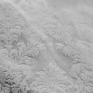 WHITE taffeta flocking damask FABRIC BY THE YARD drapery home decor clothing  - Picture 1 of 3