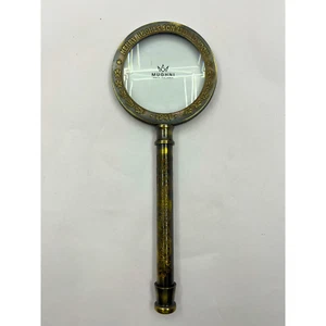 Antique Brass Magnifying Glass 22cm Engraved Handle Decor Gift Magnifier - Picture 1 of 10