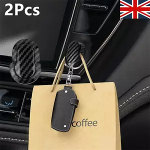 2X Black Carbon Fiber Hook Accessories Car Interior Dashboard Hook Holder Clips - Picture 1 of 16
