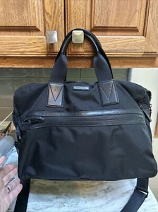 Michael Kors business bag laptop briefcase black Canvas/leather mens Double Comp - Picture 1 of 18