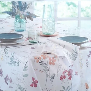 Fabric Tablecloth Ivory Floral Leaves 60x102 Sketchbook - Picture 1 of 3