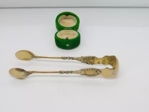 German 19th Century .800 Silver Gilded Floral Sugar Tongs Antique c1890 - Picture 1 of 6