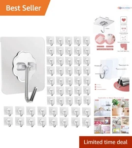 50 Pack Hooks for Hanging Heavy Duty Waterproof Adhesive Reusable Home Storage - Picture 1 of 8
