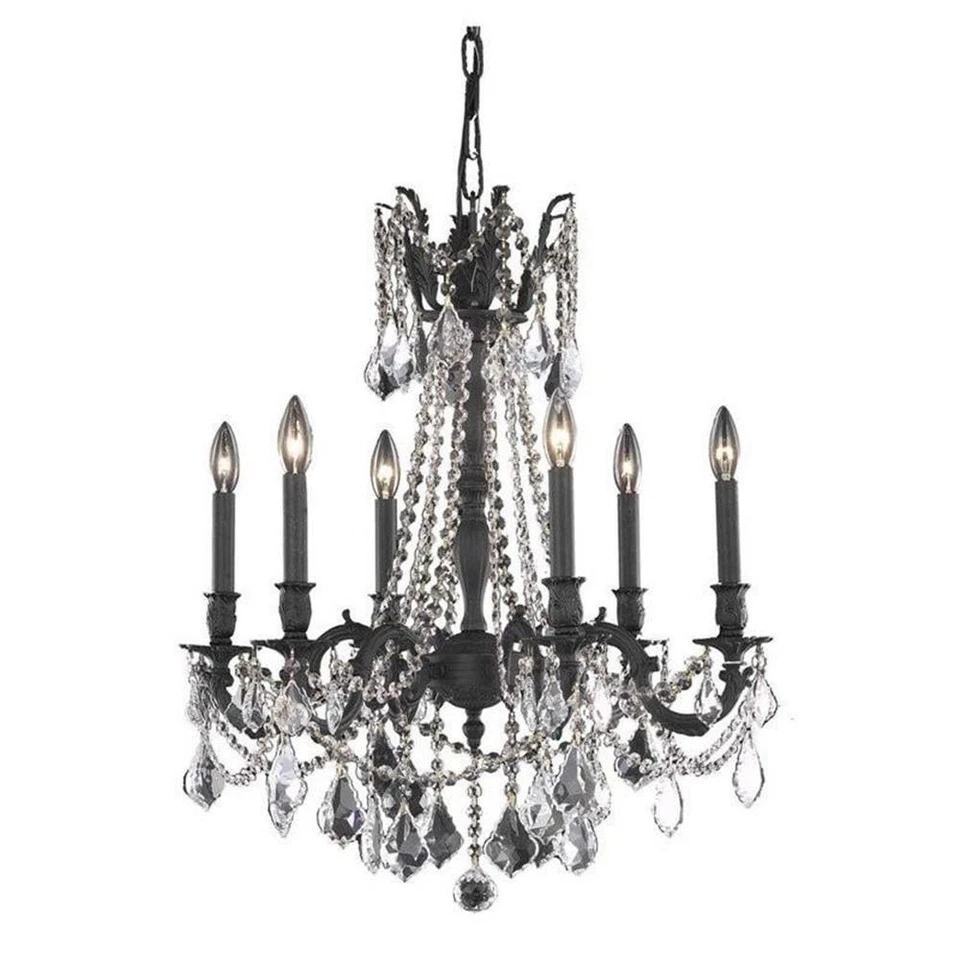 Elegante Lámpara de Araña de Cristal Real Iluminación Rosalía 23" 6 Luces Foto 1 de 1