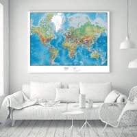 Antique Japanese Chinese Geographic World Map Silk Canvas Poster Art Unframed 84