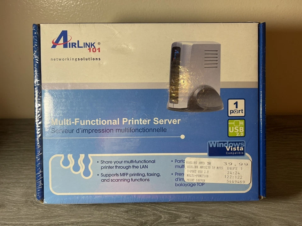 New AirLink 101 AMPS230 Wireless Multi-Functional Printer Server Sealed - Image 1 of 2