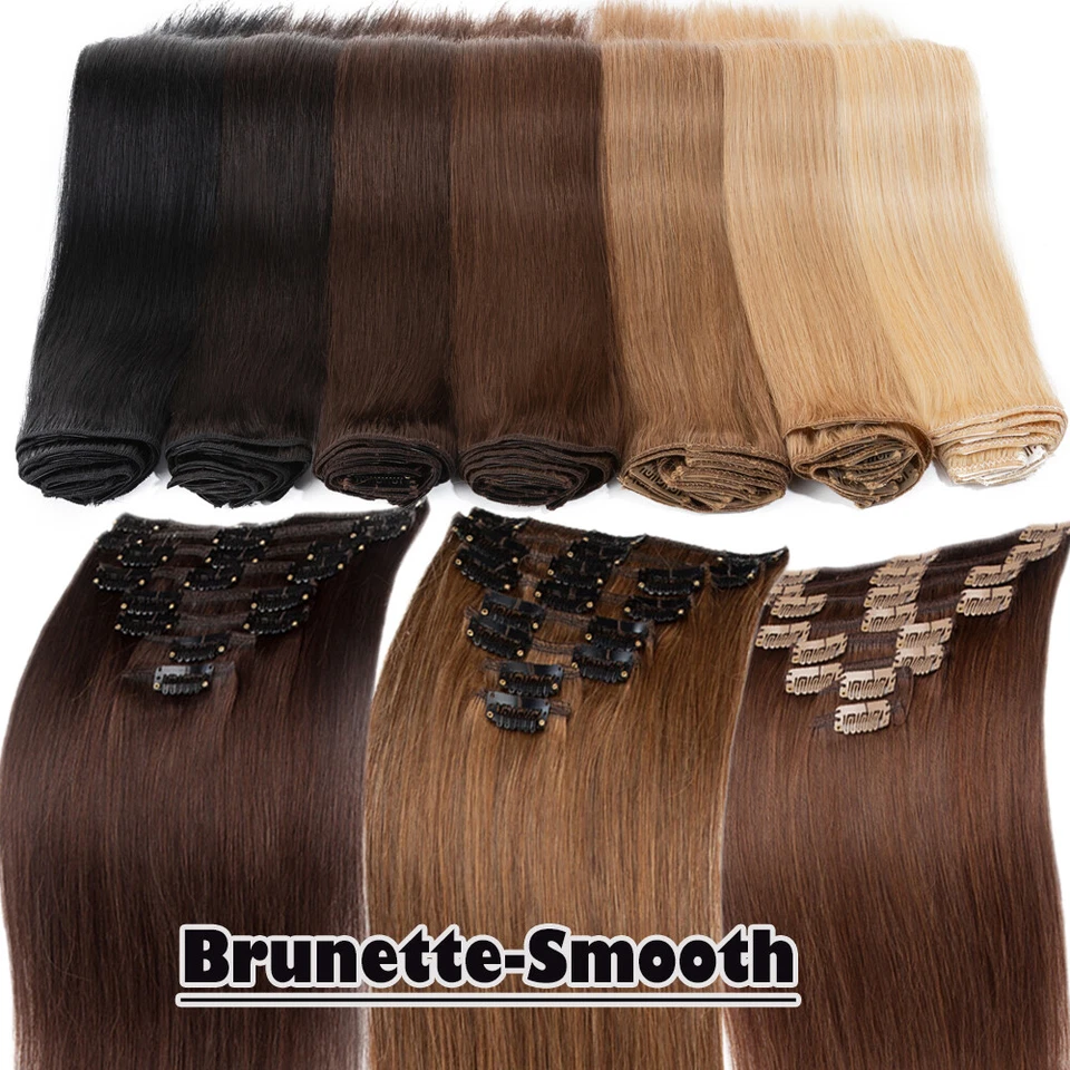 20CM-80CM Russische Clip In Remy Echthaar Extensions Haarverlängerung Human Hair - Bild 1 von 4