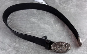 Brighton Belt Mens Medium Black Genuine Leather Western Concho Buckle USA - Picture 1 of 7